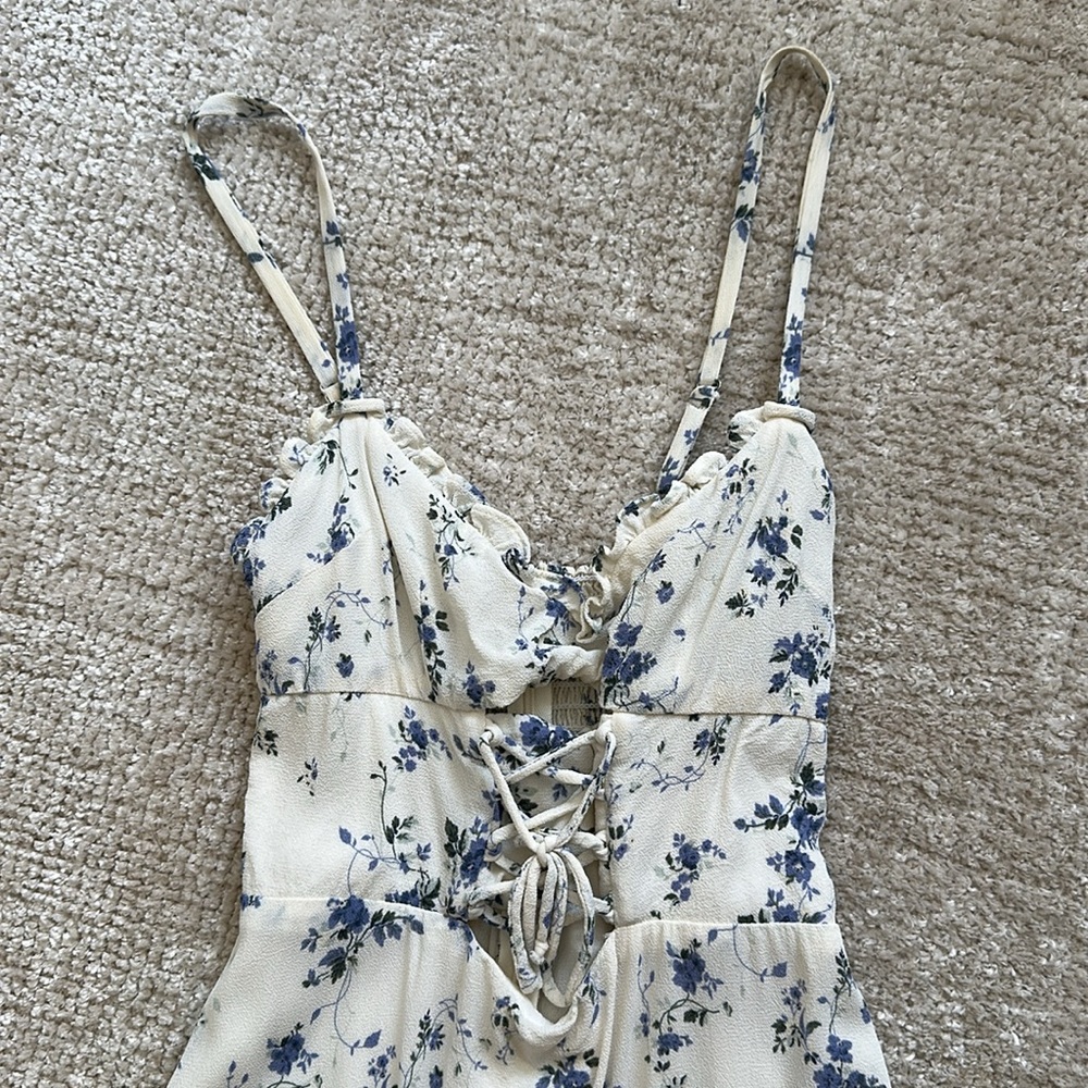 Reformation White and Blue Floral Mini Dress - Picture 3 of 6